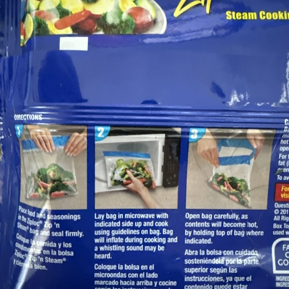 2 Ziploc Zip 'n Steam 10 Bag Packages 20 Bags In All.